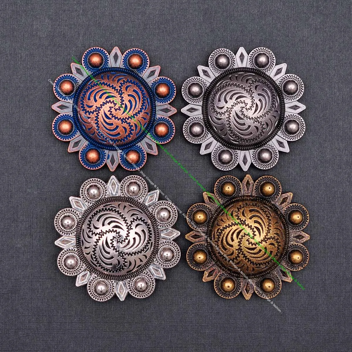 4 Colors 43MM Flower Berry Leathercraft Western Horse Saddle Tack Bridle Headstall Breast Collar Belt Concho Screwback
4 Colors 43MM Flower Berry Leathercraft Western Horse Saddle Tack Bridle Headstall Breast Collar Belt Concho Screwback