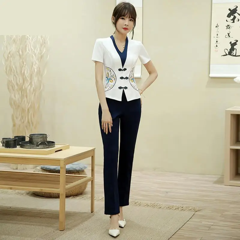 Work Clothes Summer Work Suit Clothing Hairdresser Beautician Uniform Salon Hotel Uniform Reception
Work Clothes Summer Work Suit Clothing Hairdresser Beautician Uniform Salon Hotel Uniform Reception