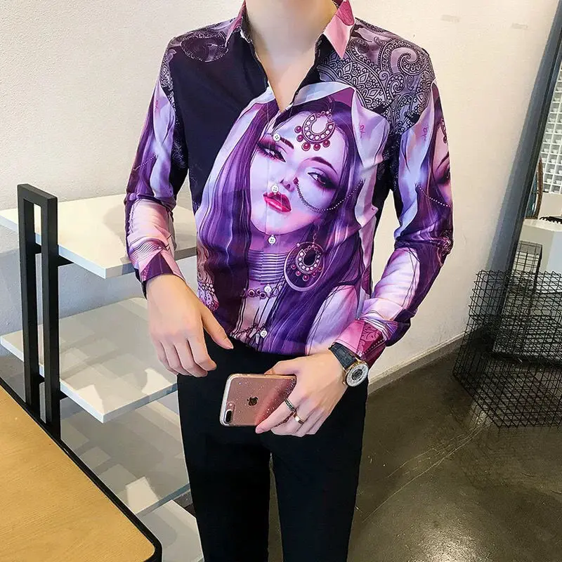 Men's Long-sleeved Printed Long-sleeved Shirts, Fashionable Korean Casual Tops, Single-breasted Lapel Shirts Button Up Shirt
Men's Long-sleeved Printed Long-sleeved Shirts, Fashionable Korean Casual Tops, Single-breasted Lapel Shirts Button Up Shirt