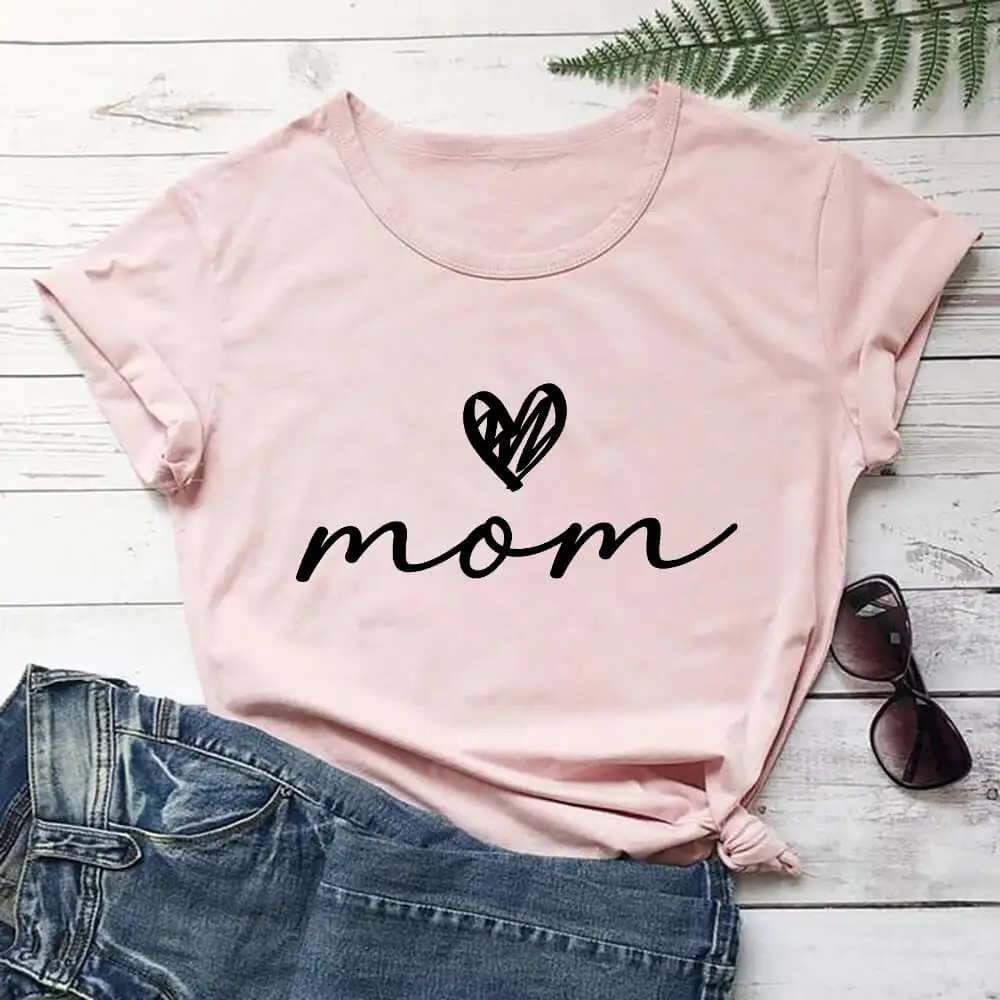 Mom Love Heart Print 100%Cotton Women's T Shirt Momlife Funny Summer Casual O-Neck Short Sleeve Top Gift for Mom New Mom Gift
Mom Love Heart Print 100%Cotton Women's T Shirt Momlife Funny Summer Casual O-Neck Short Sleeve Top Gift for Mom New Mom Gift