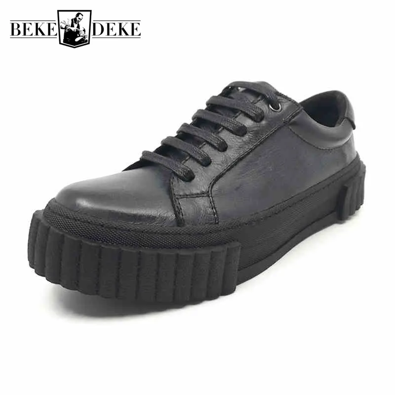 Genuine Cow Leather Casual Shoes Men Luxury Round Toe Vintage Black Hip Hop Shoes British Style Lace Up Platform Sneakers Male
Genuine Cow Leather Casual Shoes Men Luxury Round Toe Vintage Black Hip Hop Shoes British Style Lace Up Platform Sneakers Male