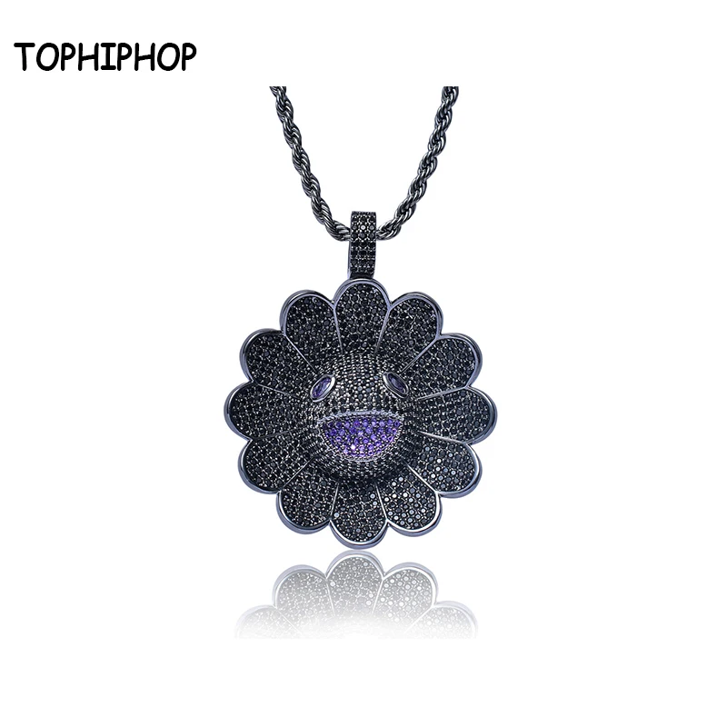 TOPHIPHOP Hiphop Sunflower Pendant Necklace Iced AAA + Zircon Black Flower Pendant Men's Necklace Can be Rotated for 50 Seconds
TOPHIPHOP Hiphop Sunflower Pendant Necklace Iced AAA + Zircon Black Flower Pendant Men's Necklace Can be Rotated for 50 Seconds