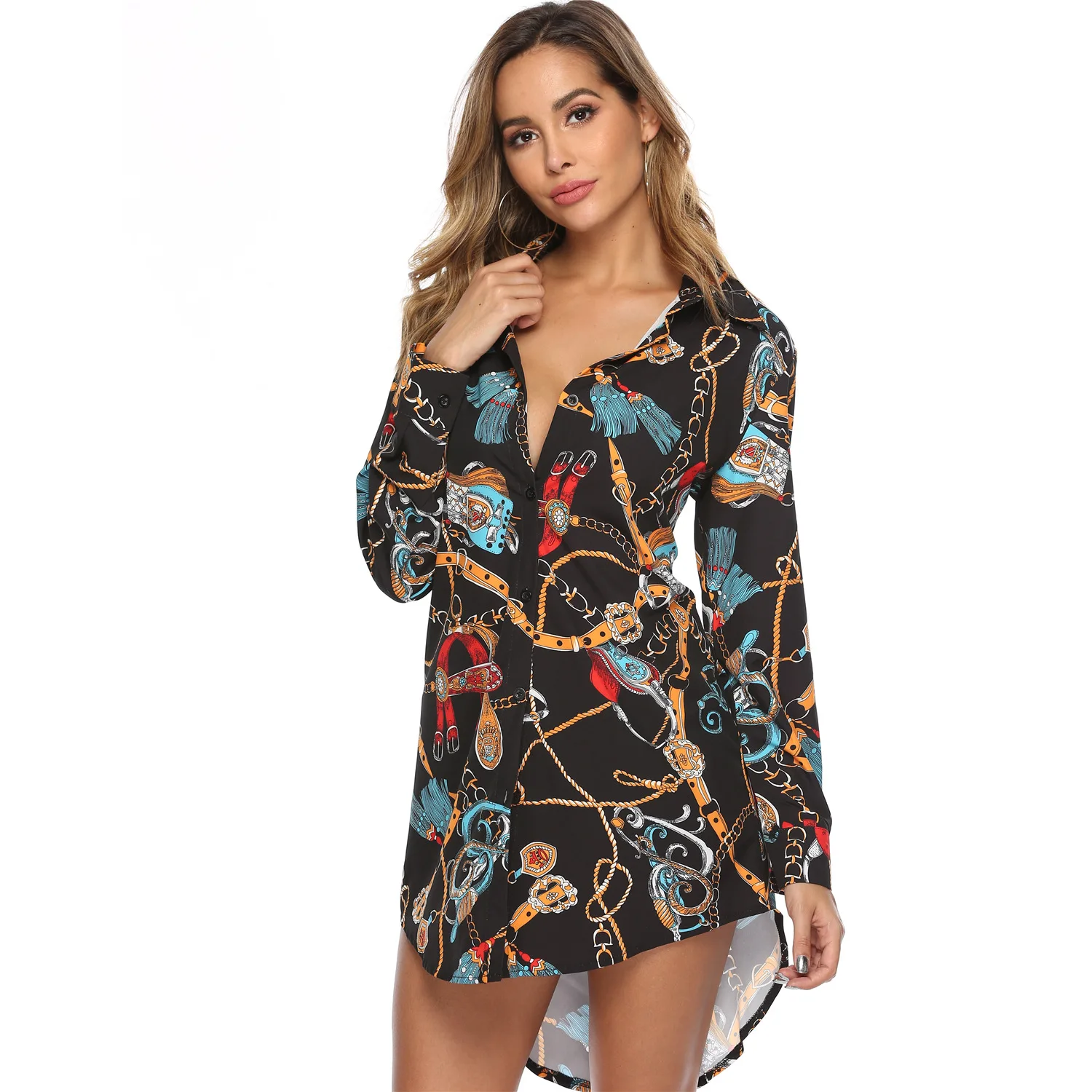 1224 Shirt Women Casual Loose 2020 New Fashion Elegant Unique Printed Chain Short Sleeve Top Patchwork Female Clothes Mid Blouse
1224 Shirt Women Casual Loose 2020 New Fashion Elegant Unique Printed Chain Short Sleeve Top Patchwork Female Clothes Mid Blouse