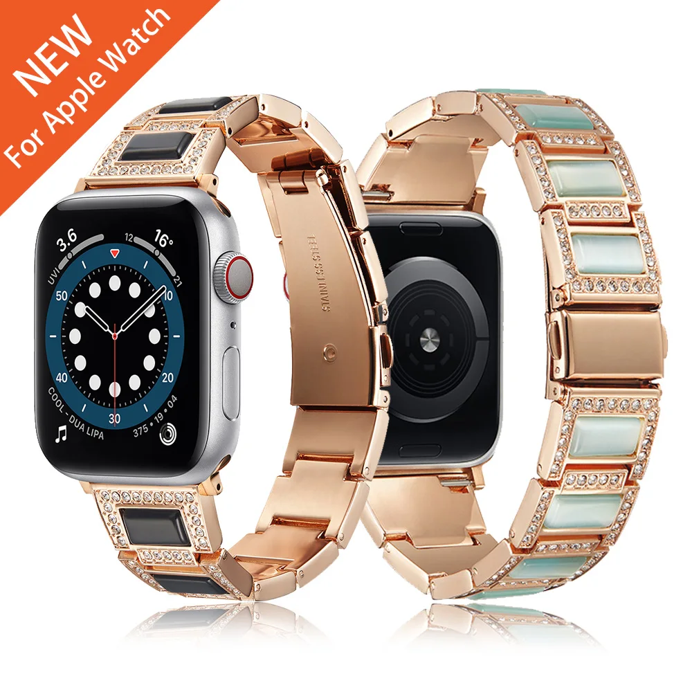 For Apple Watch series 6 SE 5 4 3 Stainless Steel strap band for iwatch 40mm 44mm strap with opal luxury Glitter shiny stone
For Apple Watch series 6 SE 5 4 3 Stainless Steel strap band for iwatch 40mm 44mm strap with opal luxury Glitter shiny stone