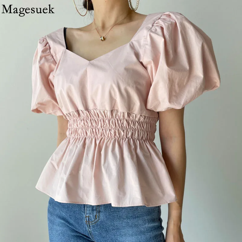 Korean Fashion Elastic Pleated Blouse Women Puff Short Sleeve Slim Tops Female Square Collar Summer Shirts 2021 Blusas 15556
Korean Fashion Elastic Pleated Blouse Women Puff Short Sleeve Slim Tops Female Square Collar Summer Shirts 2021 Blusas 15556