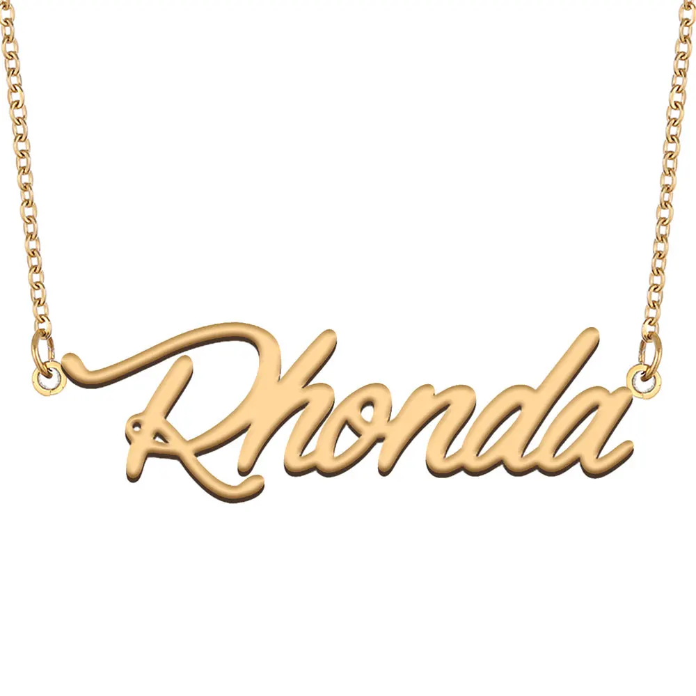 Ожерелье Rhonda с именем для женщин, ювелирные изделия из нержавеющей стали с золотым покрытием, женское колье, подарок для матери, девушки
Ожерелье Rhonda с именем для женщин, ювелирные изделия из нержавеющей стали с золотым покрытием, женское колье, подарок для матери, девушки