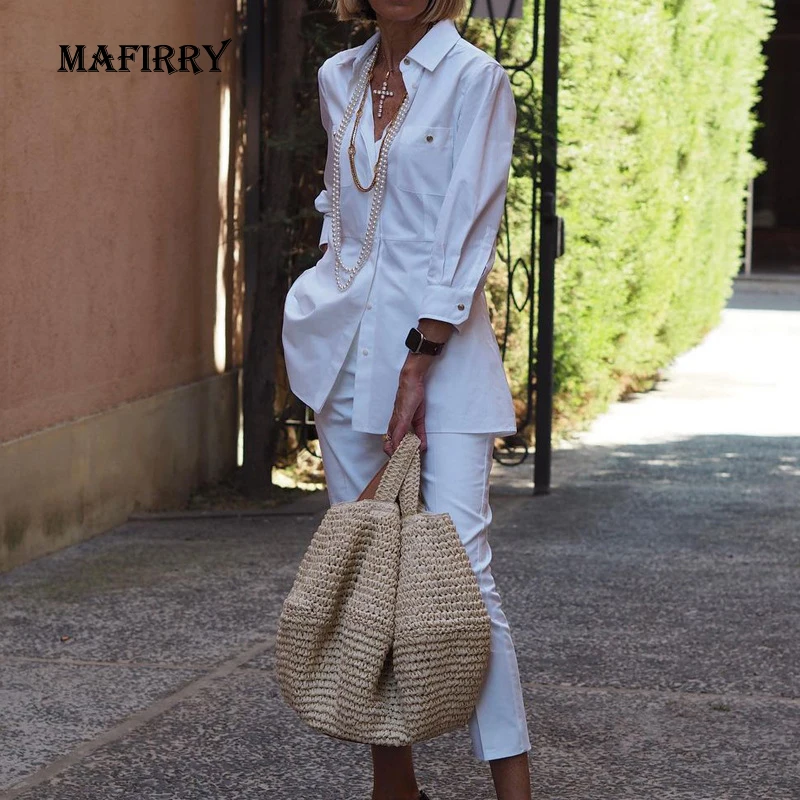 Women 2 Piece Outfits Long Sleeve Shirt Set Casual Loose Solid Elegant Slim Pant Suit Female Spring Autumn Chic Top And Pant Set 
Women 2 Piece Outfits Long Sleeve Shirt Set Casual Loose Solid Elegant Slim Pant Suit Female Spring Autumn Chic Top And Pant Set
