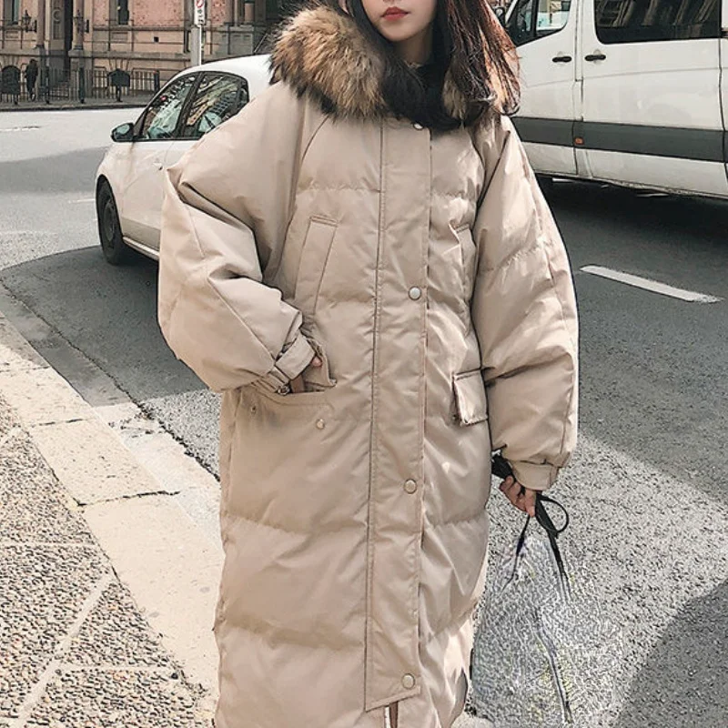 Winter Fur Hooded Coat Women Solid Loose Warm Down Parkas Coat Female Casual Long Korean Fashion Thick Outwear Overcoat 2021 New
Winter Fur Hooded Coat Women Solid Loose Warm Down Parkas Coat Female Casual Long Korean Fashion Thick Outwear Overcoat 2021 New