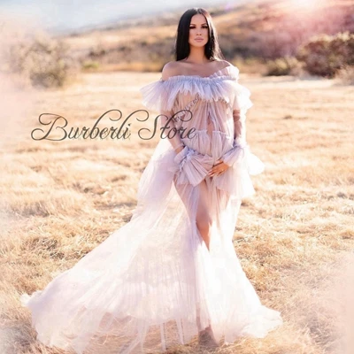 Sexy See Thru Tulle Maternity Women Dresses To Photo Shoot Long Illusion Sleeves Ruffles Summer Dress Vestidos Off The Shoulder
Sexy See Thru Tulle Maternity Women Dresses To Photo Shoot Long Illusion Sleeves Ruffles Summer Dress Vestidos Off The Shoulder