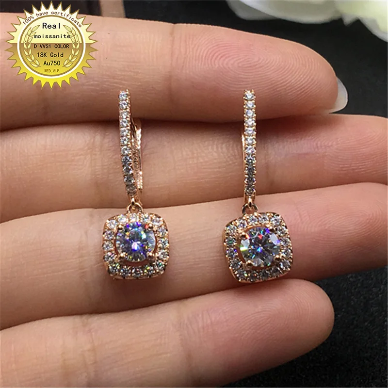 18K rose Gold earring A pair of earring 1CT D Color Moissanite Earrings For Women 002
18K rose Gold earring A pair of earring 1CT D Color Moissanite Earrings For Women 002