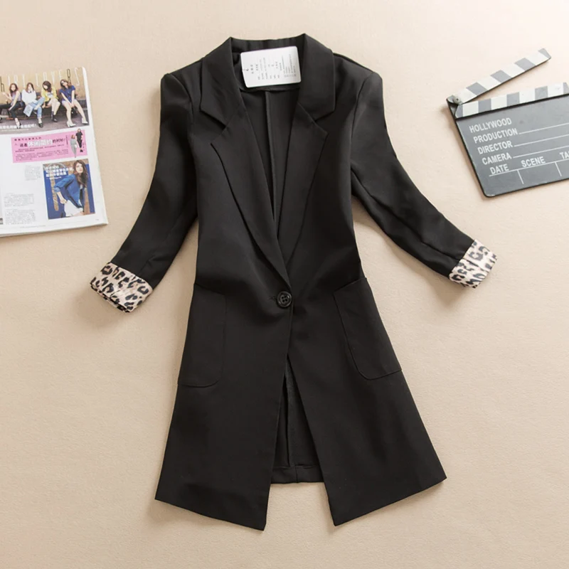Leopard Stitching Seven-point Sleeves Slim Mid-length Small Suit Women Spring And Autumn New Korean Version Thin Suit Blazer
Leopard Stitching Seven-point Sleeves Slim Mid-length Small Suit Women Spring And Autumn New Korean Version Thin Suit Blazer