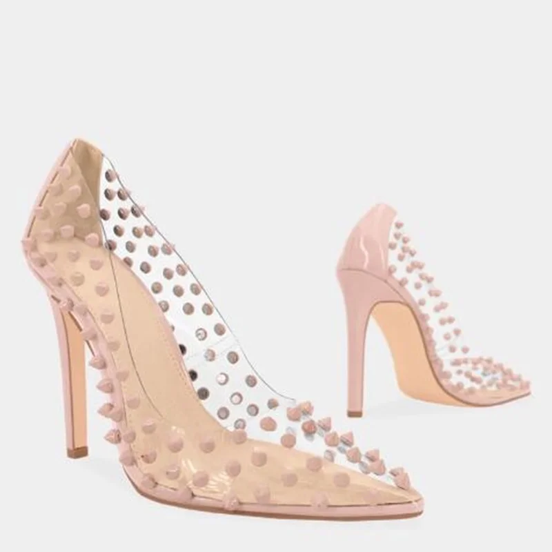 Full Rivets Clear PVC Pumps Pointed Toe Spikes 12CM Stiletto Heels Dress Shoes Slip On Shallow Banquet Weding Party Shoes
Full Rivets Clear PVC Pumps Pointed Toe Spikes 12CM Stiletto Heels Dress Shoes Slip On Shallow Banquet Weding Party Shoes