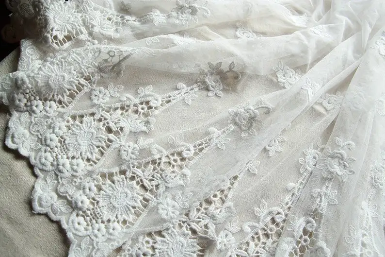 Rose Lace Fabric Off White/Black Tulle Cotton Floral Embroidered Fabric Soft Bridal Lace Fabric By The Yard
Rose Lace Fabric Off White/Black Tulle Cotton Floral Embroidered Fabric Soft Bridal Lace Fabric By The Yard
