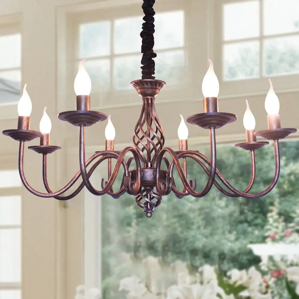 Rustic Candle French Country Chandelier 8 Lights Metal in Antique Black Pendant Fixture For Living Room Lights
Rustic Candle French Country Chandelier 8 Lights Metal in Antique Black Pendant Fixture For Living Room Lights