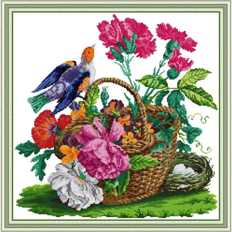 Bird and flower basket painting count and stamping cross stitch kit 14ct11ct printed canvas fabric DIY needlework embroidery set
Bird and flower basket painting count and stamping cross stitch kit 14ct11ct printed canvas fabric DIY needlework embroidery set