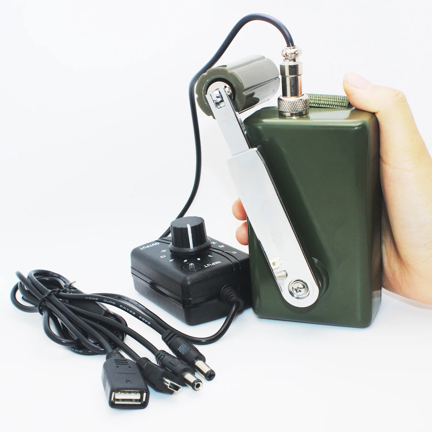 Hand crank generator high-power outdoor professional emergency mobile phone computer charger portable 30W/0-28V
Hand crank generator high-power outdoor professional emergency mobile phone computer charger portable 30W/0-28V