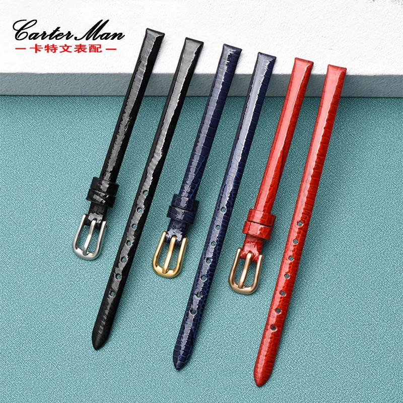 New genuine leather watchband women's shiny patent leather bracelet female6mm red black blue strap for fashion brand watches
New genuine leather watchband women's shiny patent leather bracelet female6mm red black blue strap for fashion brand watches