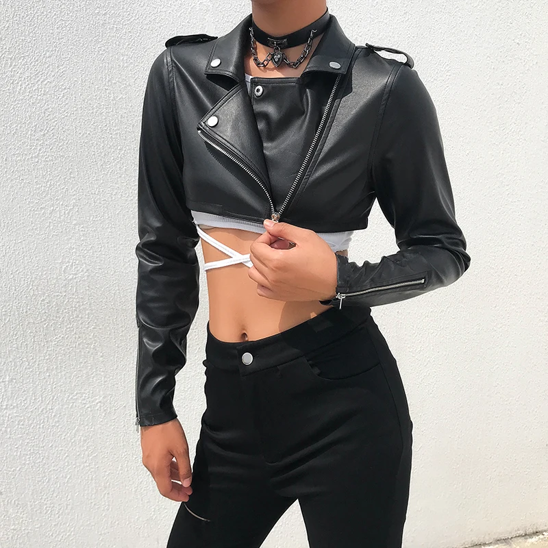 Fashion Faux Leather Jacket Vintage Women Zipper Cropped Coat Street Motorcycle Chaquetas Black Short Jackets Punk Cardigan
Fashion Faux Leather Jacket Vintage Women Zipper Cropped Coat Street Motorcycle Chaquetas Black Short Jackets Punk Cardigan