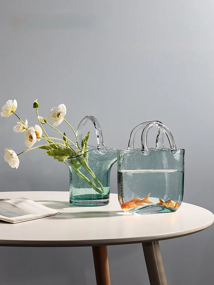 GY Transparent Glass Bag Vase Basket Decoration Creative Living Room Aquatic Flower Arrangement Decoration
GY Transparent Glass Bag Vase Basket Decoration Creative Living Room Aquatic Flower Arrangement Decoration