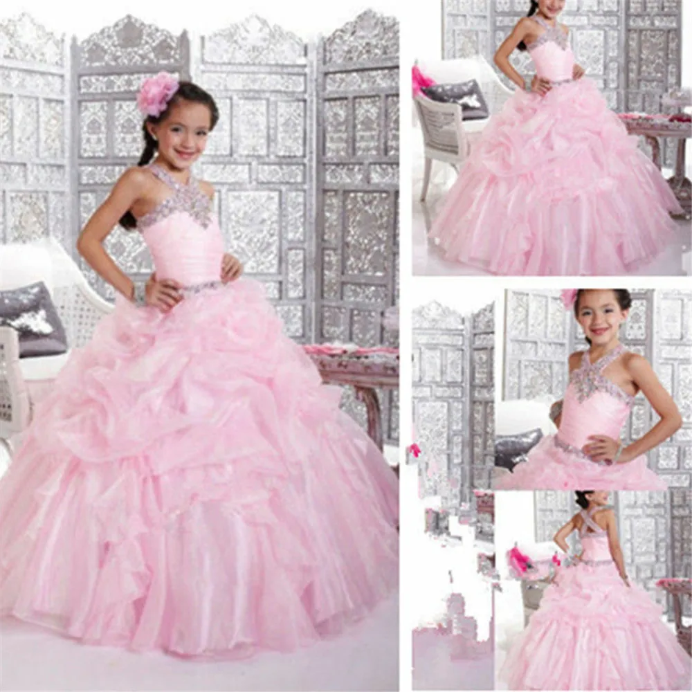 Girls Pink Pageant Dress Tiered Organza Halter Flower Girl Dresses for Wedding Sparkly Kids Crystal Birthday Party Ball Gown
Girls Pink Pageant Dress Tiered Organza Halter Flower Girl Dresses for Wedding Sparkly Kids Crystal Birthday Party Ball Gown