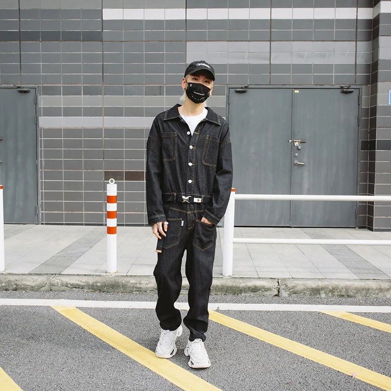 Denim Men Overalls Loose Single Breasted Multi-Pockets Cargo Trousers Leisure Black Long Sleeve Straight Jumpsuits Male M-XL
Denim Men Overalls Loose Single Breasted Multi-Pockets Cargo Trousers Leisure Black Long Sleeve Straight Jumpsuits Male M-XL