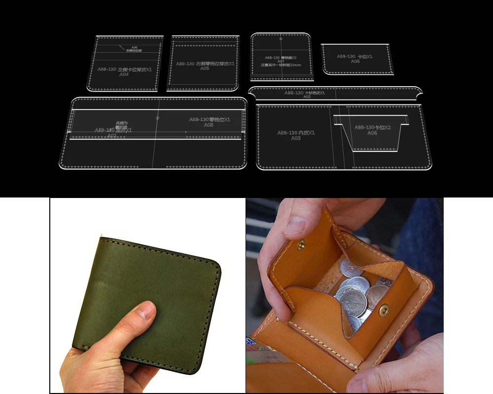 DIY Sewing Short Folding Leather Wallet Clear Acrylic Template Leather Sewing Pattern Sewing Stencil
DIY Sewing Short Folding Leather Wallet Clear Acrylic Template Leather Sewing Pattern Sewing Stencil