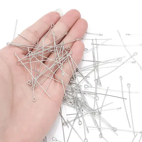 100Pcs/Lot Gold/KC Gold/Red Copper/Rhodium/Silver Color '9' Shape Eye Pin Head Pins DIY Jewelry Making Accessories Craft