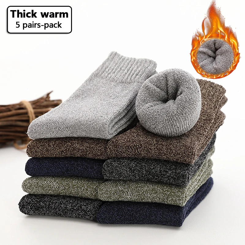 5 Pairs Thicken Men's Wool Socks Cotton Towel Keep Warm Business Socks Black Autumn Winter For Male Thermal
5 Pairs Thicken Men's Wool Socks Cotton Towel Keep Warm Business Socks Black Autumn Winter For Male Thermal