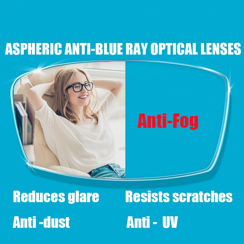 1.61 Anti-Fog lenses Anti-Blue Ray Prescription Optical Eyeglasses Spectacles Free Assembly with Glasses Frame
1.61 Anti-Fog lenses Anti-Blue Ray Prescription Optical Eyeglasses Spectacles Free Assembly with Glasses Frame