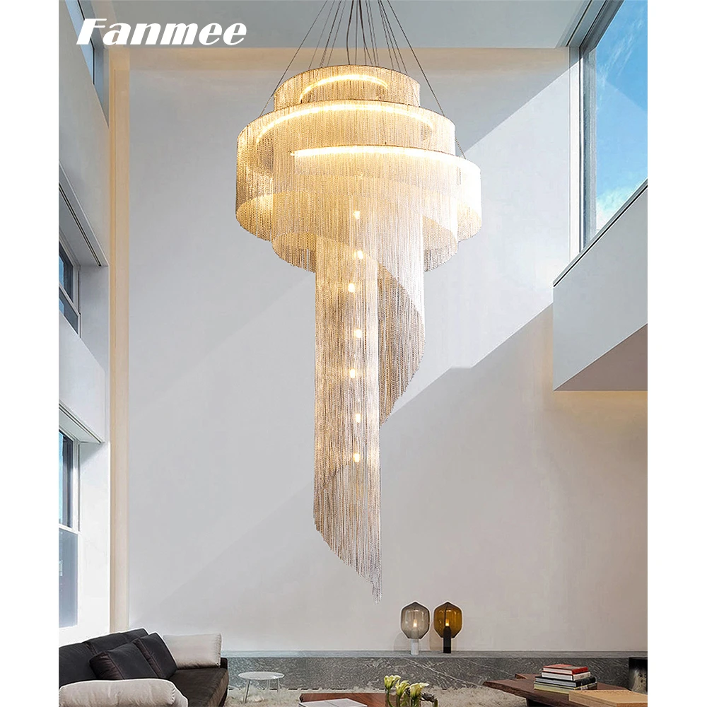 Nordic Aluminum String Chandelier Light LED Modern Spiral Chrome Tassel Hanging Lamp Indoor Art Deco Living Room Staircase Loft
Nordic Aluminum String Chandelier Light LED Modern Spiral Chrome Tassel Hanging Lamp Indoor Art Deco Living Room Staircase Loft