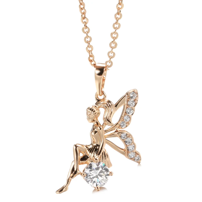 Fashion Angel Pendant Necklaces for Women Natural Zircon 585 Rose Gold Jewelry Party Gifts Accessories
Fashion Angel Pendant Necklaces for Women Natural Zircon 585 Rose Gold Jewelry Party Gifts Accessories