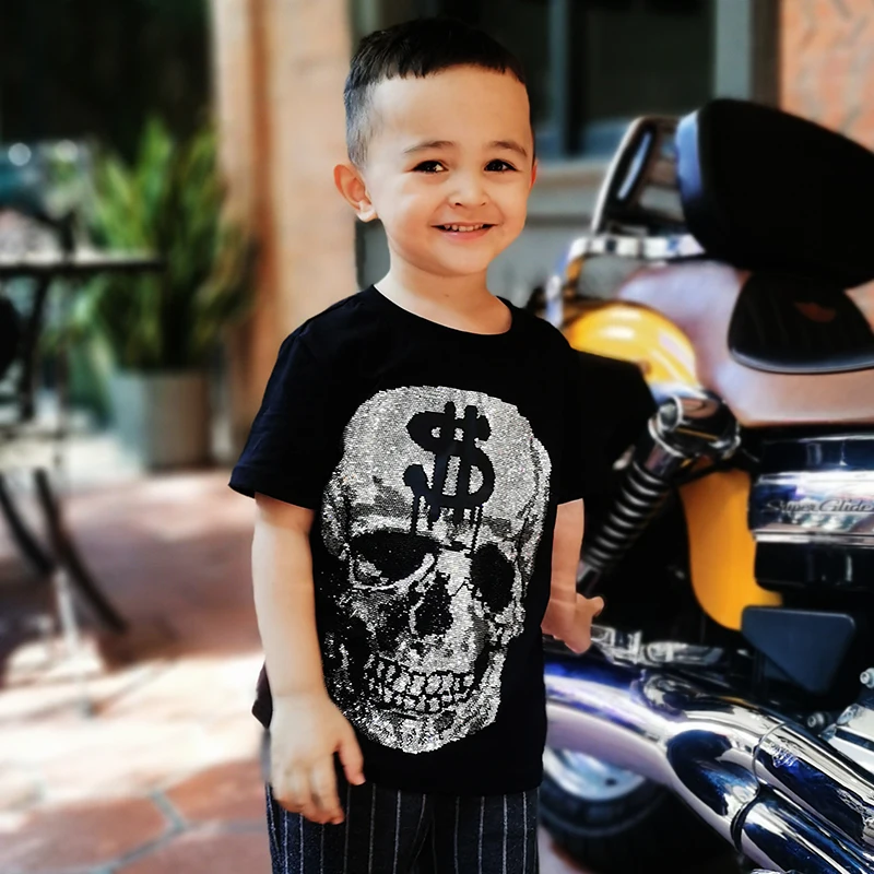 AlexPlein Kids Clothes Skulls Rhinestones Free Shipping 100% Cotton Boy Dress Fashion Streetwear Short Sleeve Round Neck Summer
AlexPlein Kids Clothes Skulls Rhinestones Free Shipping 100% Cotton Boy Dress Fashion Streetwear Short Sleeve Round Neck Summer