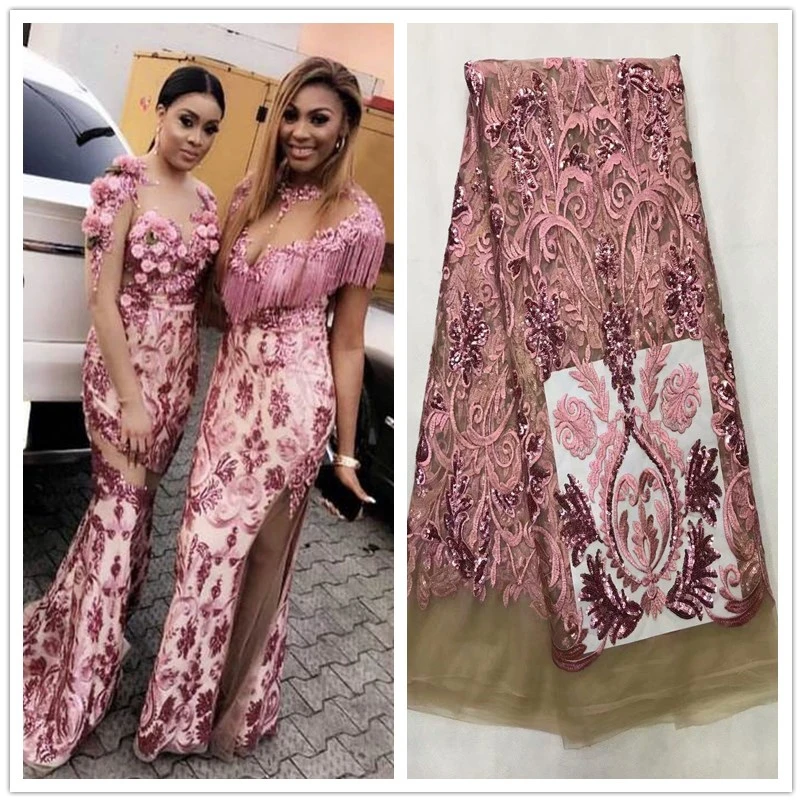 Pink Sequins African Net Lace Fabric 2021 High Quality New Nigerian Embroidery Guipure Mesh Wedding Fabrics Fashion Dress Laces
Pink Sequins African Net Lace Fabric 2021 High Quality New Nigerian Embroidery Guipure Mesh Wedding Fabrics Fashion Dress Laces