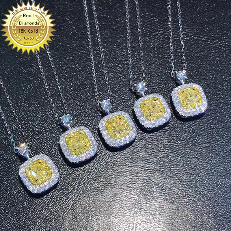 18K gold natural 0.45ct yellow diamond and white diamonds necklace with certificate
18K gold natural 0.45ct yellow diamond and white diamonds necklace with certificate