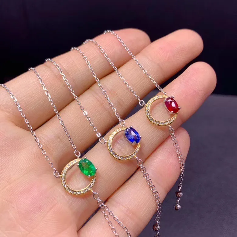 New product on the market Natural emerald ruby Sapphire Necklace 925 pure silver high-end color treasure
New product on the market Natural emerald ruby Sapphire Necklace 925 pure silver high-end color treasure
