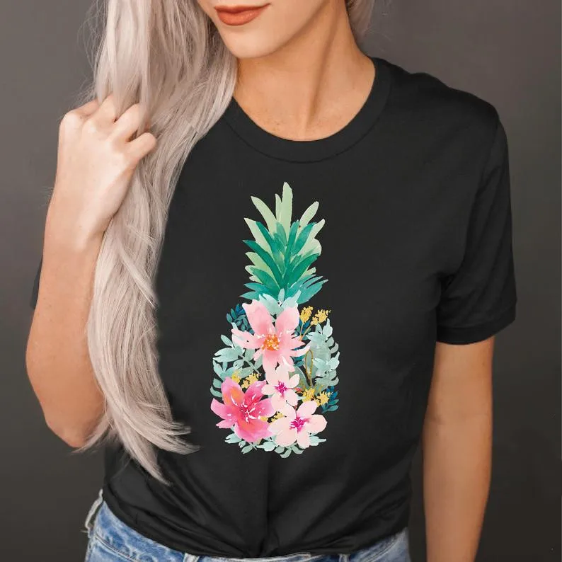 Pineapple Floral Summer Vacation Shirt for Women Fashion Casual Cotton Round Neck Female Shirt Short Sleeve Top Tees Streetwear
Pineapple Floral Summer Vacation Shirt for Women Fashion Casual Cotton Round Neck Female Shirt Short Sleeve Top Tees Streetwear