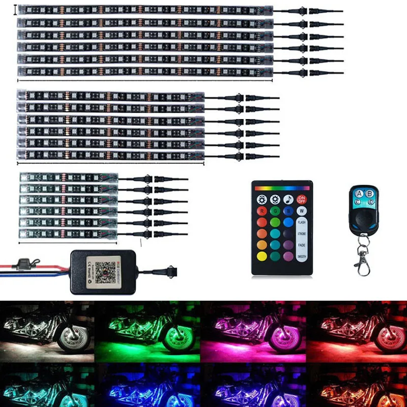 18PCS Motorcycle LED Kit 5050 RGB Multi-color APP Mobile PhoneControl Waterproof Light Belt For 12V Motorcycle ATV Snowmobile
18PCS Motorcycle LED Kit 5050 RGB Multi-color APP Mobile PhoneControl Waterproof Light Belt For 12V Motorcycle ATV Snowmobile