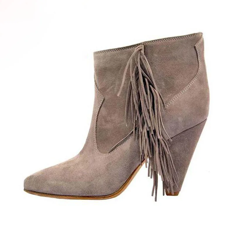 Fashion Women Fringed Spike Heels Ankle Boots Suede Short Boots Shoes Side zipper tassel Boots
Fashion Women Fringed Spike Heels Ankle Boots Suede Short Boots Shoes Side zipper tassel Boots