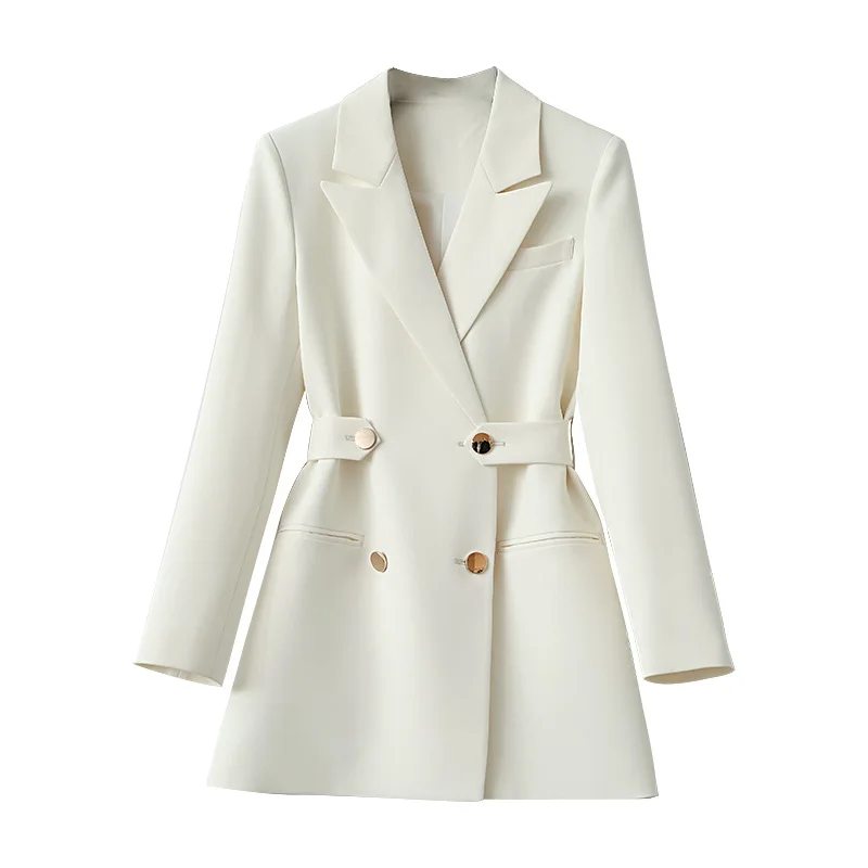 Elegant White Blazer Fashion Design Double Breasted Draw Back Spring Autumn Suit Jacket Female Outerwear Tops Office Clothing
Elegant White Blazer Fashion Design Double Breasted Draw Back Spring Autumn Suit Jacket Female Outerwear Tops Office Clothing