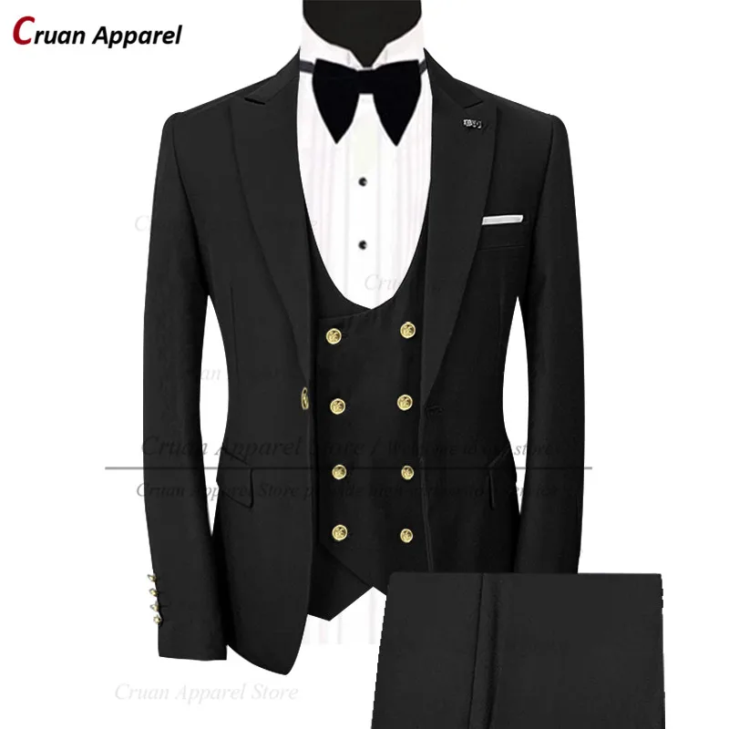 2022 Luxury Wedding Mens Suits Slim Fit Fashion Groomsmen Groom Suit Tuxedo Formal Gold Buttons Blazer Vest Pants 3Pcs Tuxedos
2022 Luxury Wedding Mens Suits Slim Fit Fashion Groomsmen Groom Suit Tuxedo Formal Gold Buttons Blazer Vest Pants 3Pcs Tuxedos