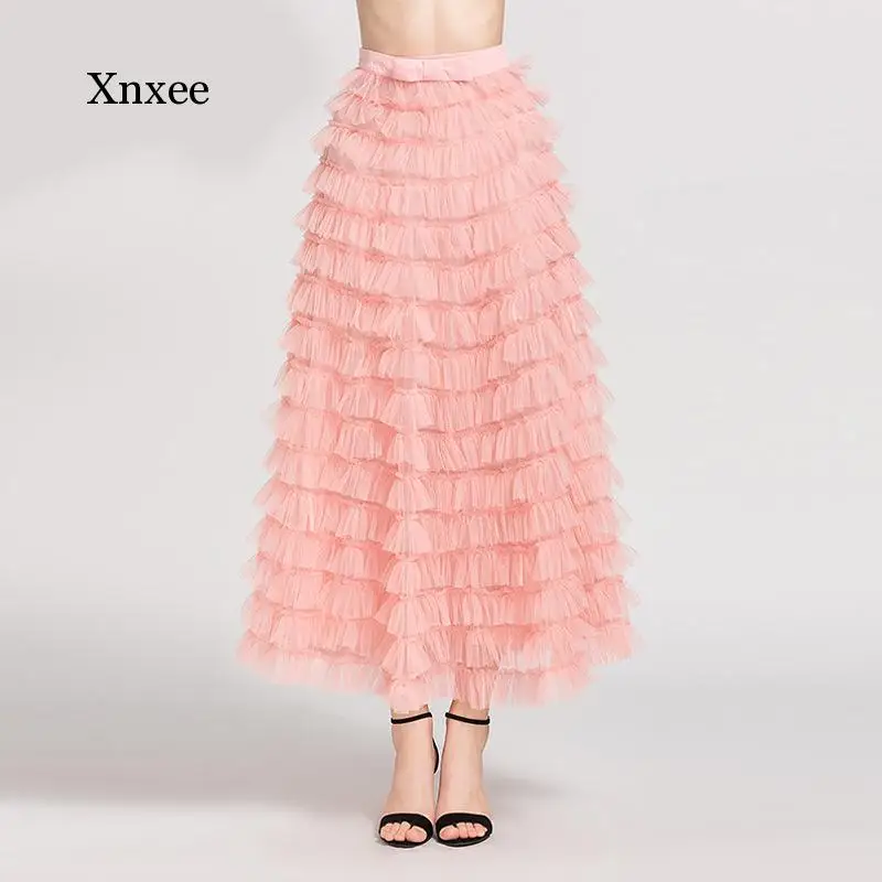 Spring Sweet Bow Cupcake Skirt Women Ruffled Mesh Gauze Stitching Solid Pleated Skirt New Fashion Autumn Cake Skirts Clothing
Spring Sweet Bow Cupcake Skirt Women Ruffled Mesh Gauze Stitching Solid Pleated Skirt New Fashion Autumn Cake Skirts Clothing
