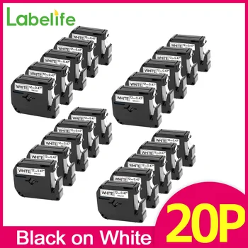 20Pack MK-231 M-K231 MK231 Label Tape 12mm Black on White Compatible Brother M Tape for Brother Label Maker PT-90 PT80 PT70 PT65