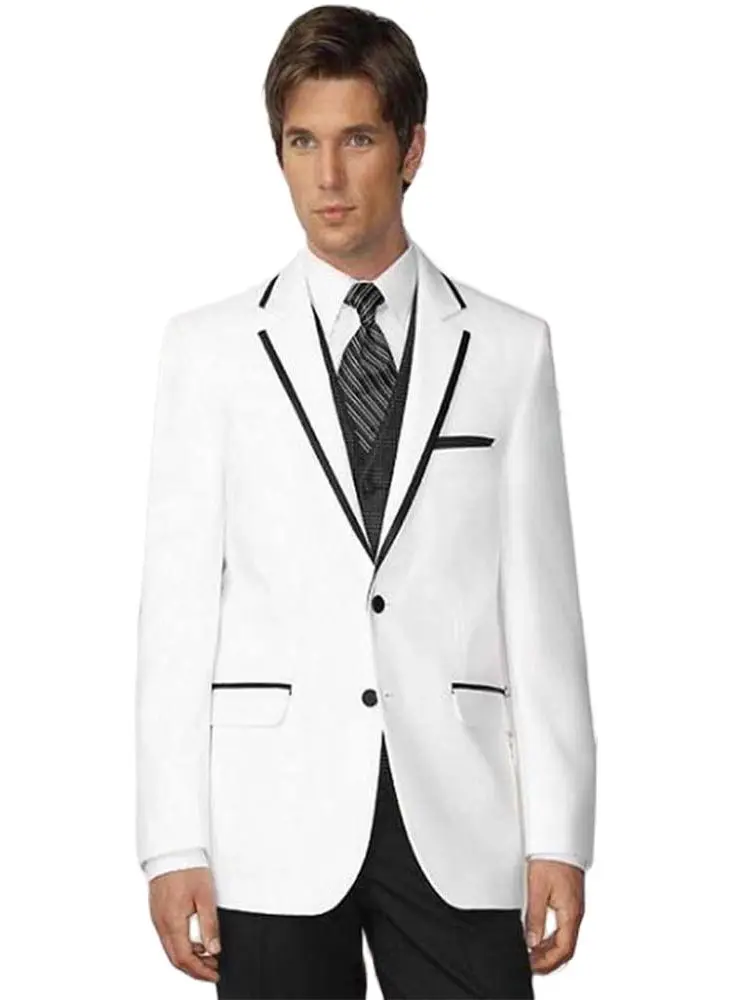 3 Pcs White Blazer Black Trousers Men Suits Slim Fit Notched Lapel Jacket Pants Vest Wedding Tuxedos Man Party Wear Tailor Suits
3 Pcs White Blazer Black Trousers Men Suits Slim Fit Notched Lapel Jacket Pants Vest Wedding Tuxedos Man Party Wear Tailor Suits