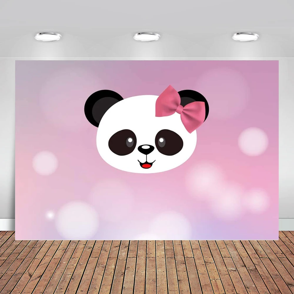 Happy Birthday Backdrop for Photography Cute Panda Image Bow Knot Pink Bokeh Background Girl's Birthday Party Baby Shower Props
Happy Birthday Backdrop for Photography Cute Panda Image Bow Knot Pink Bokeh Background Girl's Birthday Party Baby Shower Props