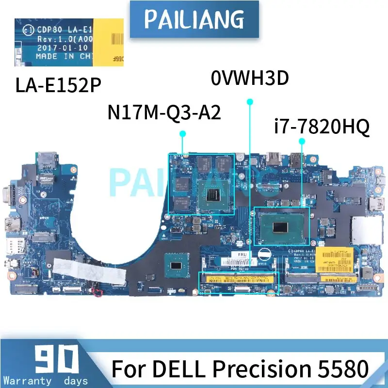 I7-7820HQ For DELL Precision 5580 3520 Laptop Motherboard LA-E152P 0VWH3D N17M-Q3-A2 SR32N DDR4 Notebook Mainboard
I7-7820HQ For DELL Precision 5580 3520 Laptop Motherboard LA-E152P 0VWH3D N17M-Q3-A2 SR32N DDR4 Notebook Mainboard