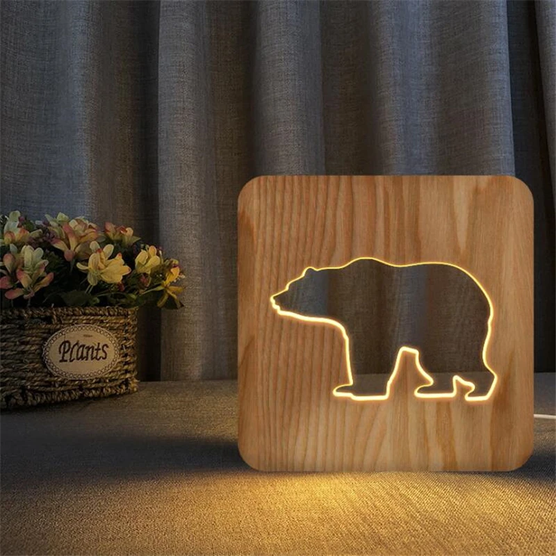 Ins Wooden Polar bear lamp Animal USB LED Table Lights Christmas Wood night light for Children kids Room new year Decoration led
Ins Wooden Polar bear lamp Animal USB LED Table Lights Christmas Wood night light for Children kids Room new year Decoration led