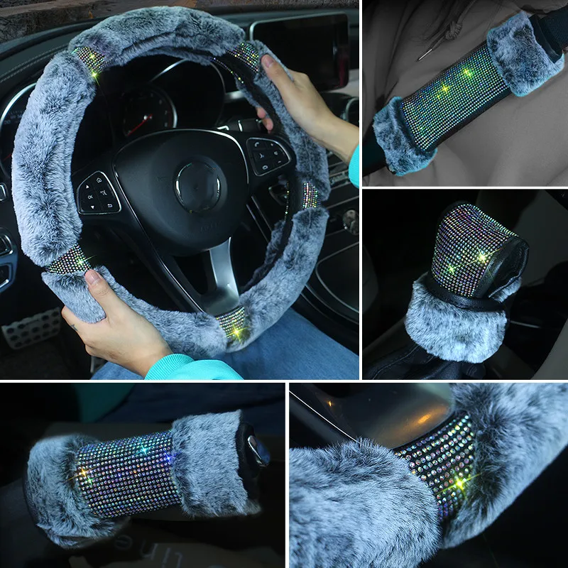 Colorful Rhinestones Plush Winter Ladies Fashion Car Interior Accessories Warm Car Steering Wheel Cover
Colorful Rhinestones Plush Winter Ladies Fashion Car Interior Accessories Warm Car Steering Wheel Cover