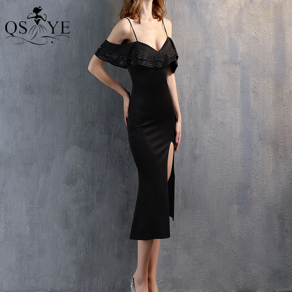 Hot Drill Black Prom Dress Ruffles Split Short Evening Gown Stretch Girl Party Gown Straps Mermaid Women Black Dress Casual
Hot Drill Black Prom Dress Ruffles Split Short Evening Gown Stretch Girl Party Gown Straps Mermaid Women Black Dress Casual