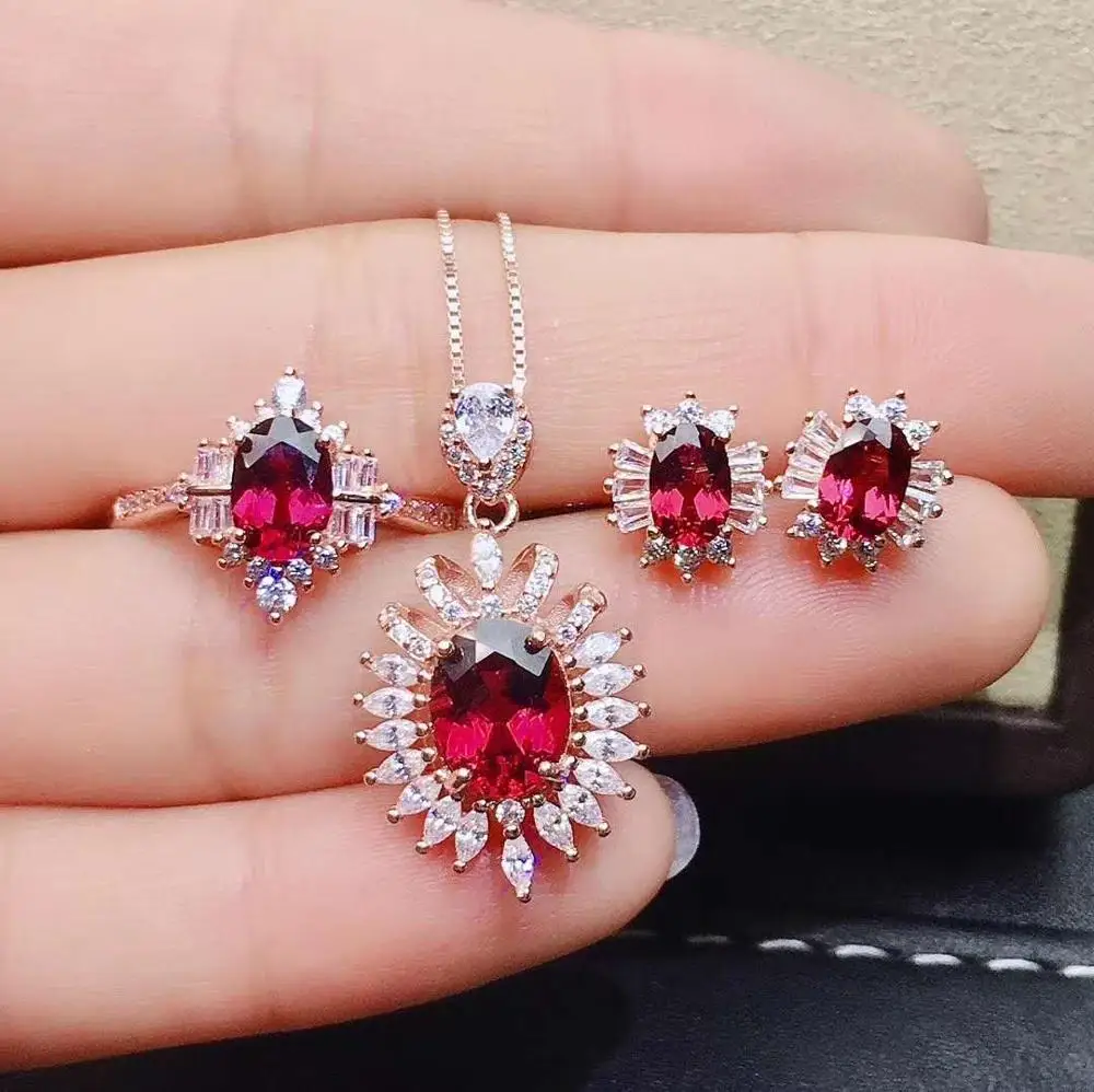 Real Natural Garnet jewelry set Natural Real Garnet 925 sterling silver 1pc pendant,1pc ring,2pcs Earring
Real Natural Garnet jewelry set Natural Real Garnet 925 sterling silver 1pc pendant,1pc ring,2pcs Earring