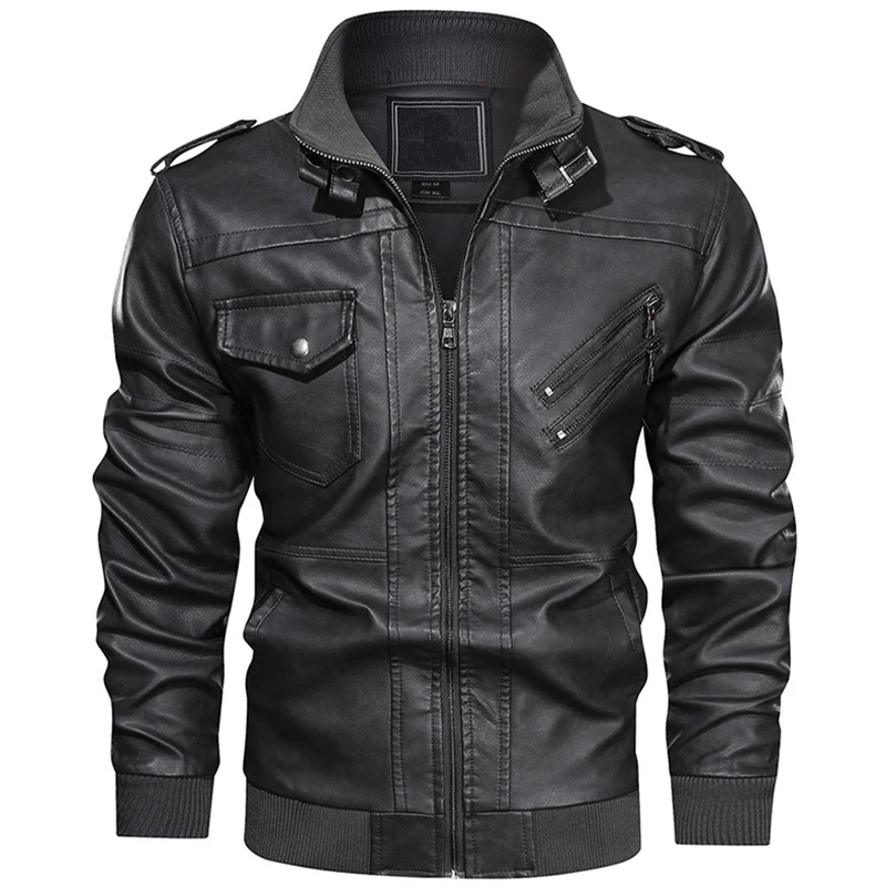 EU Size Men's Leather Jacket Zipper Motorcycle Coat Military Bomber Jacket Man Casual PU Leather Jacket chaqueta cuero hombre
EU Size Men's Leather Jacket Zipper Motorcycle Coat Military Bomber Jacket Man Casual PU Leather Jacket chaqueta cuero hombre